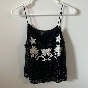 Sequin tank top embellished with floral/laceish sequin detail from topshop